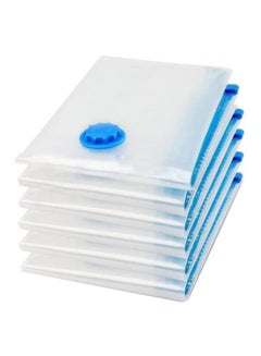 Qings Pack Of 6 Vacuum Storage Bag White/Blue 50x70cm  - Image 1