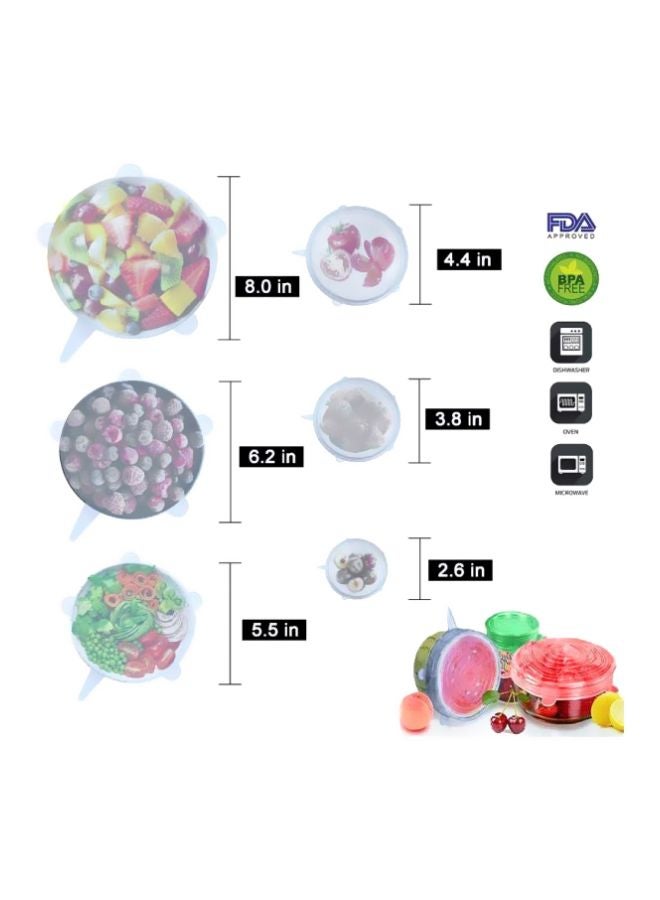 طقم أغطية مطاطية من السيليكون عدد 6 قطع شفاف 6-Piece - Image 2