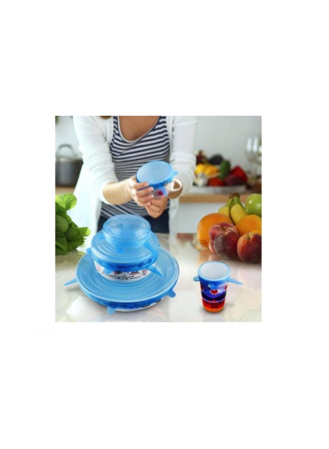 Generic 6-Piece Heat Resistant Silicone Stretch Lid Blue  - Image 3