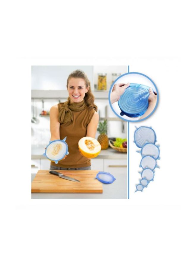 Generic 6-Piece Heat Resistant Silicone Stretch Lid Blue  - Image 4