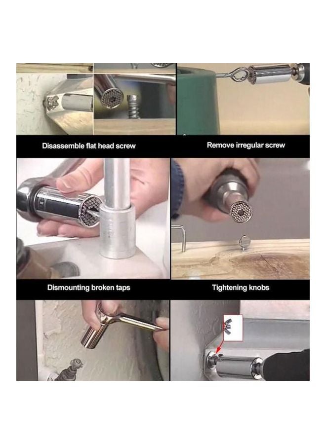 3-Piece Socket Wrench Power Drill Adapter Silver - Image 2