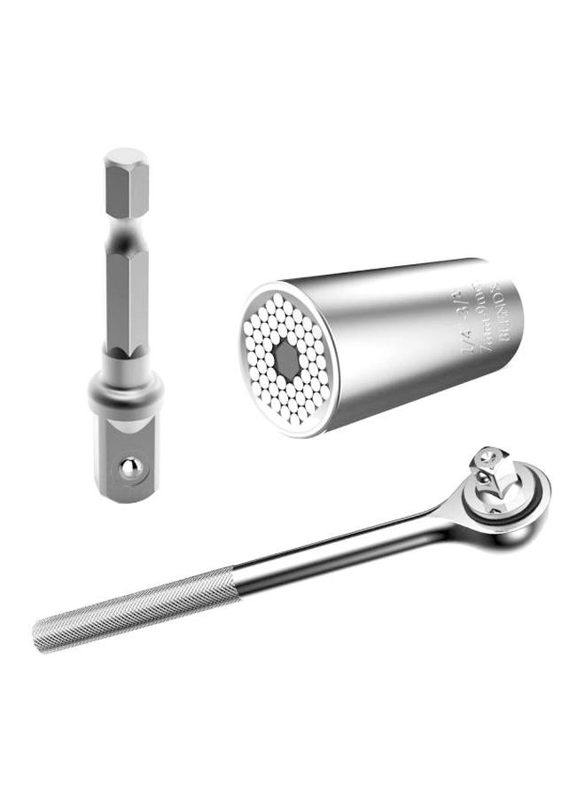 Generic 3-Piece Socket Wrench Power Drill Adapter Silver  - Image 1