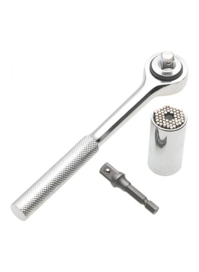3-Piece Universal Socket Wrench Power Drill Adapter Silver - Image 2
