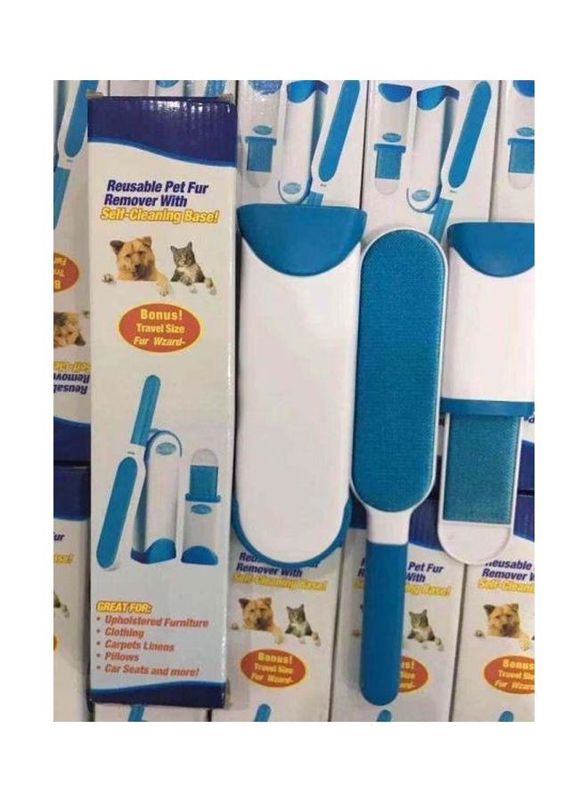 فرشاة لإزالة الفراء والشعر مزودة بقاعدة أزرق/ أبيض - Image 2