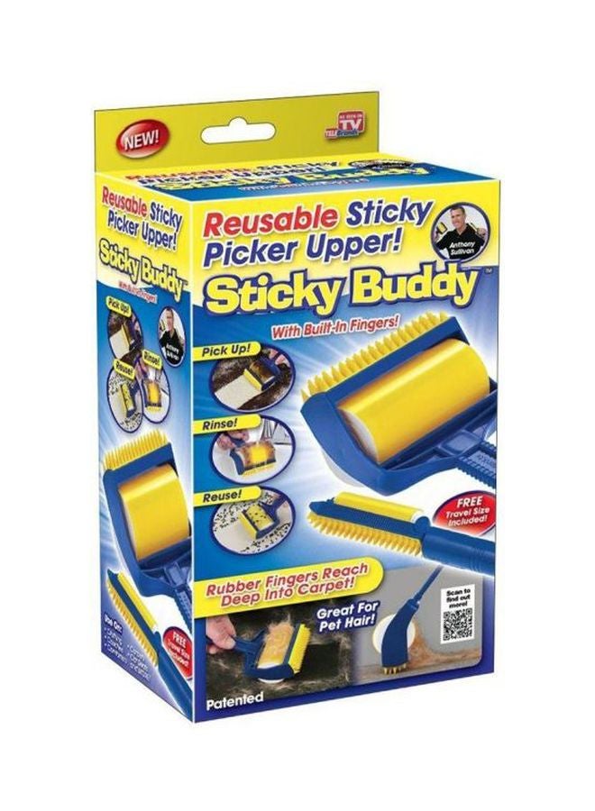 2-Piece Pet Hair Remover Lint Roller Brush Blue/Yellow - Image 1