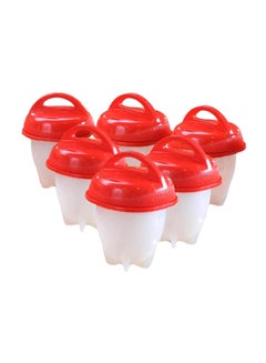 Generic 6-Piece Silicone Boil Egg Container Mold White/Red  - Image 1