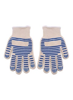 Printed Oven Mitts White/Blue