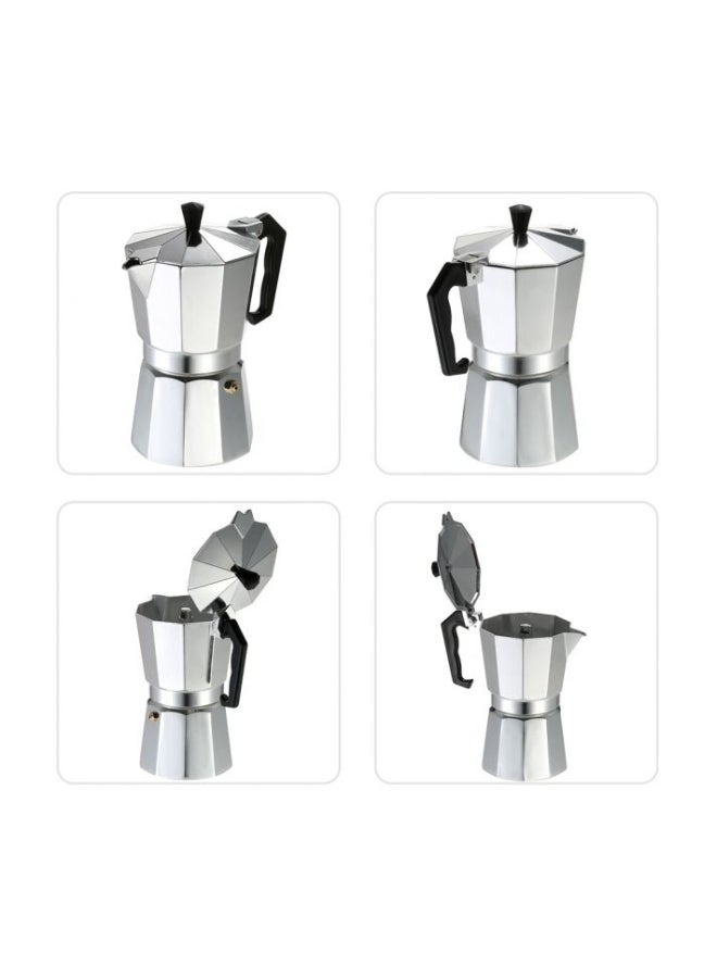 Generic - Portable 3-Cup Espresso Percolator Silver/Black - Image 1