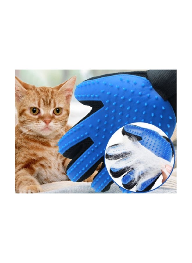 فرشاة تدليك وإزالة الشعر على شكل قفاز للحيوانات الأليفة أسود/أزرق - Image 3