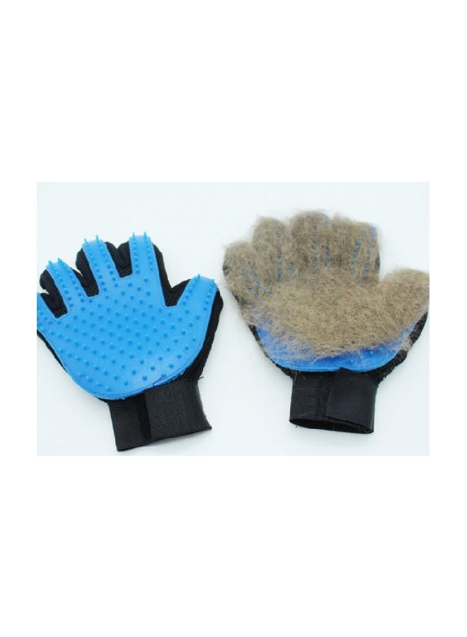 فرشاة تدليك وإزالة الشعر على شكل قفاز للحيوانات الأليفة أسود/أزرق - Image 4