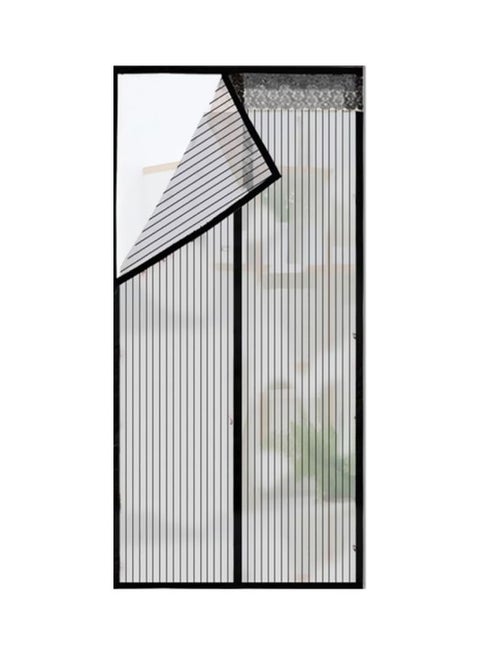 ستار مغناطيسي للباب طارد للذباب والحشرات بإطار كامل أسود 100x210سم