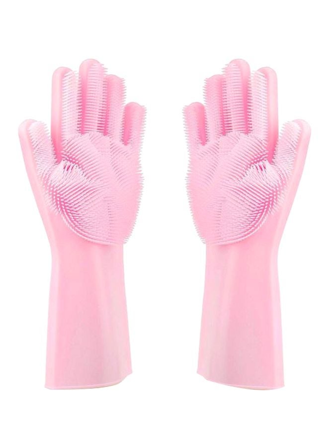 Noahfun Multi-Purpose Cleaning Gloves With Scrubber Pink - Image 1