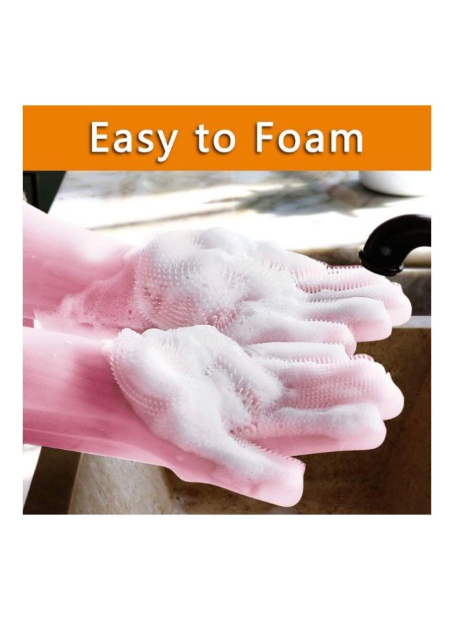 Noahfun Multi-Purpose Cleaning Gloves With Scrubber Pink - Image 2