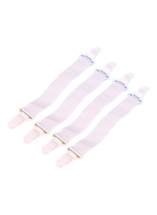 طقم أربطة ملاءة سرير قابلة للتعديل مكون من 4 قطع nylon أبيض 23x2.5سم 