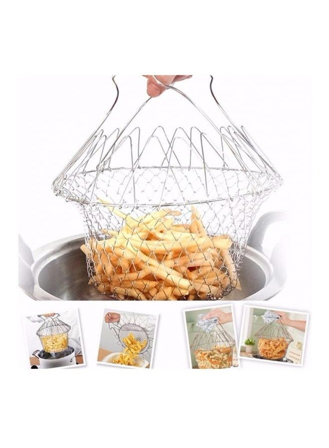 12-In-1 Stainless Steel Foldable Steam Basket Silver  - Image 3