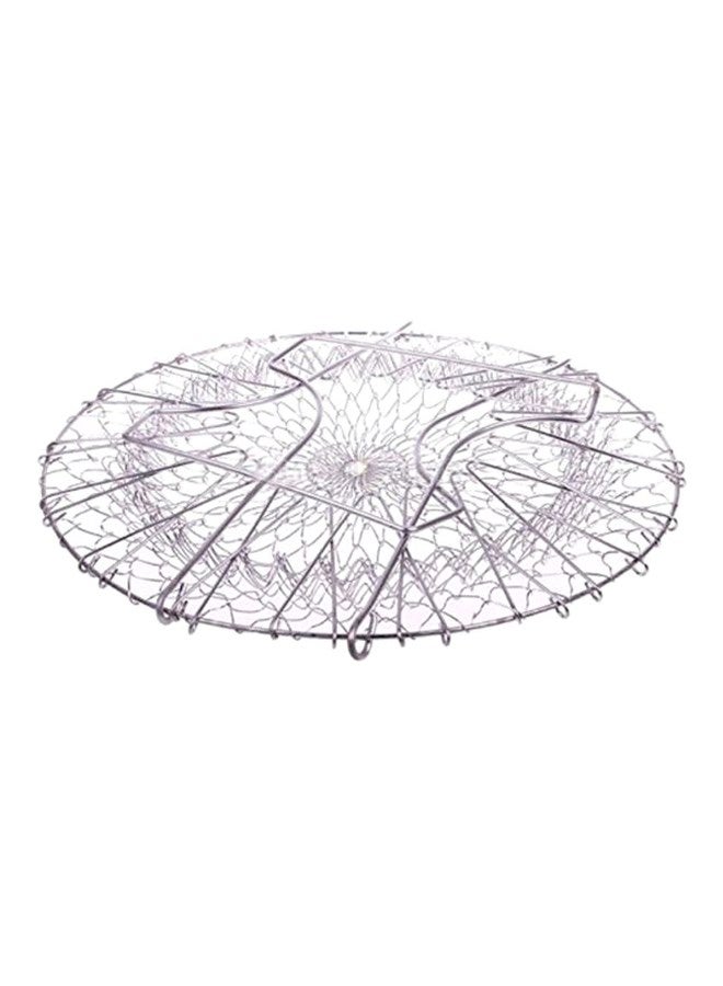 12-In-1 Stainless Steel Foldable Steam Basket Silver  - Image 1