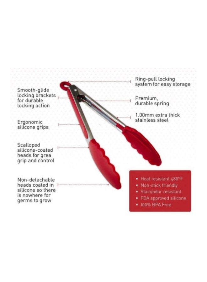 2-Piece Tong Set Red/Silver - Image 2