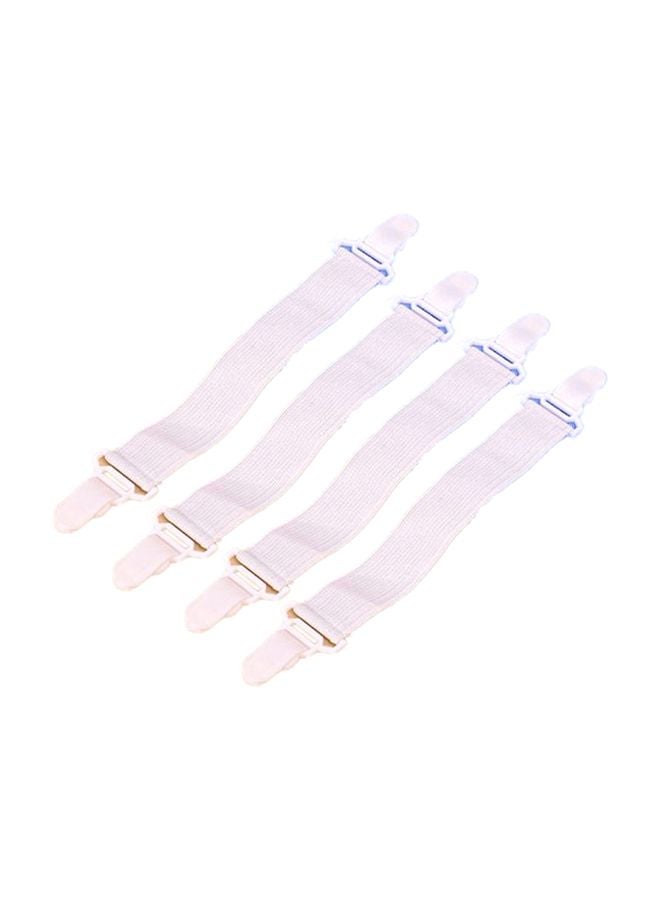 طقم أربطة ملاءة سرير قابلة للتعديل مكون من 4 قطع nylon أبيض - Image 1