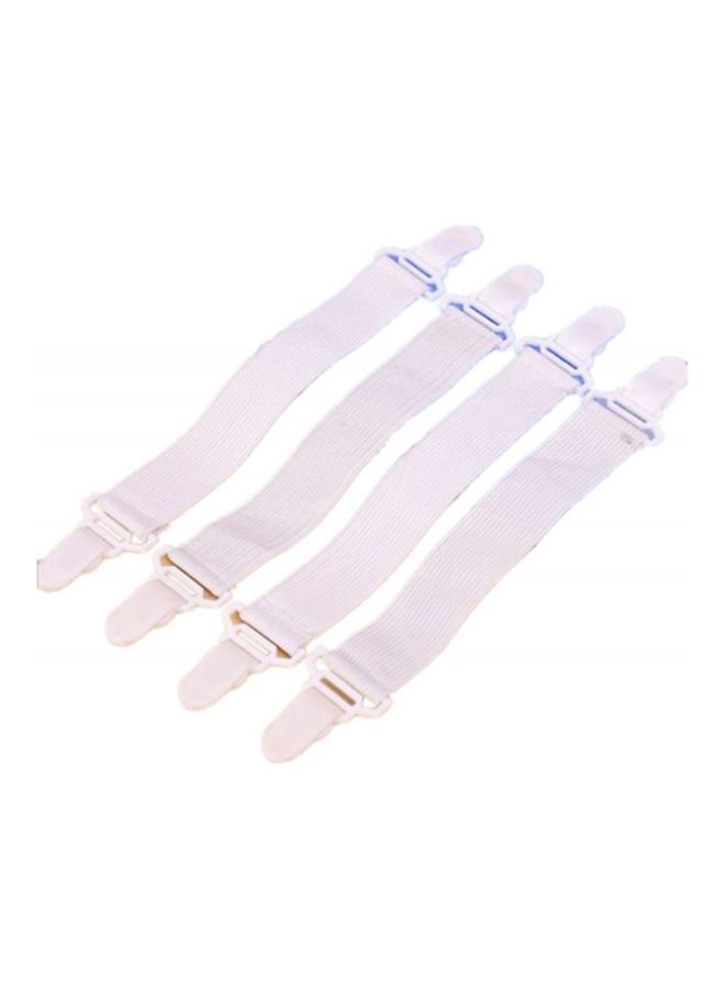طقم أربطة ملاءة سرير قابلة للتعديل مكون من 4 قطع nylon أبيض - Image 2
