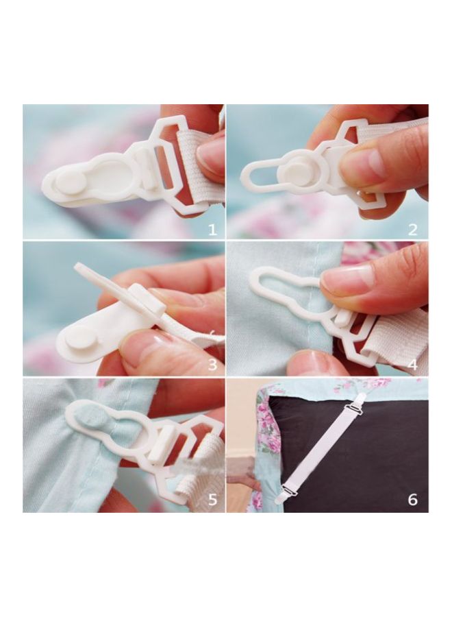 طقم أربطة ملاءة سرير قابلة للتعديل مكون من 4 قطع nylon أبيض - Image 4