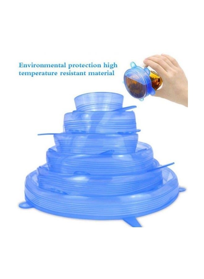 6-Piece Reusable Food Bowl Cover Lids Blue  - Image 2