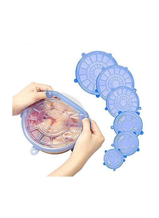 6-Piece Reusable Food Bowl Cover Lids Blue  - Image 5