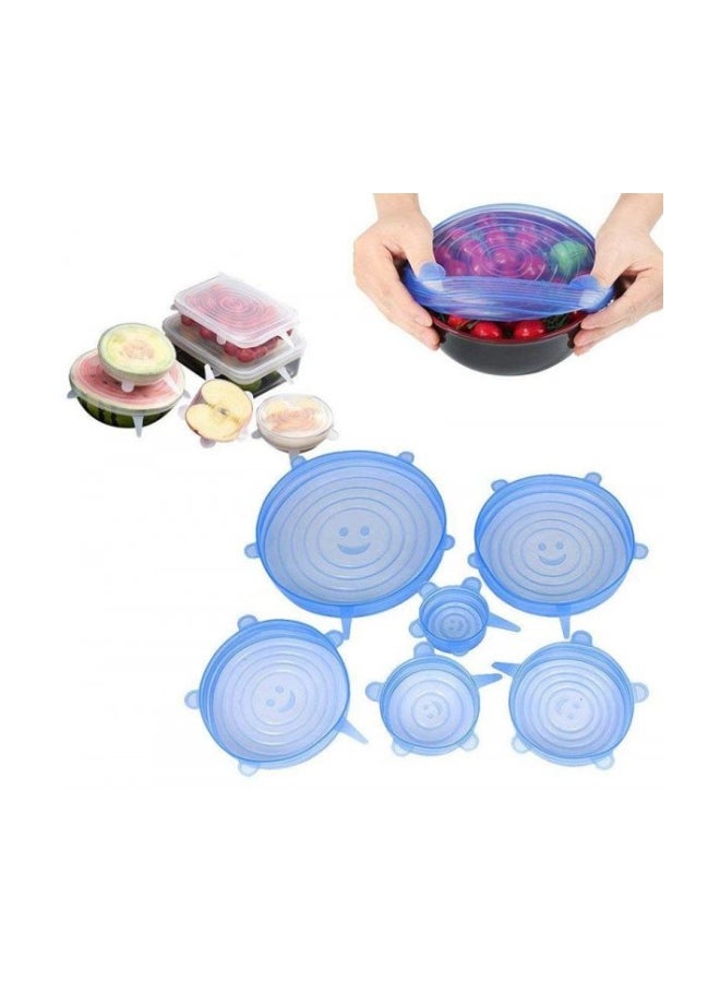 6-Piece Reusable Food Bowl Cover Lids Blue  - Image 4