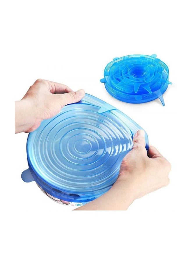 6-Piece Reusable Food Bowl Cover Lids Blue  - Image 3