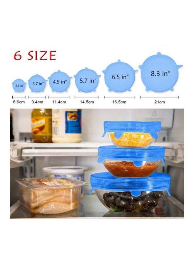 6-Piece Silicone Bowl Lid Blue  - Image 4