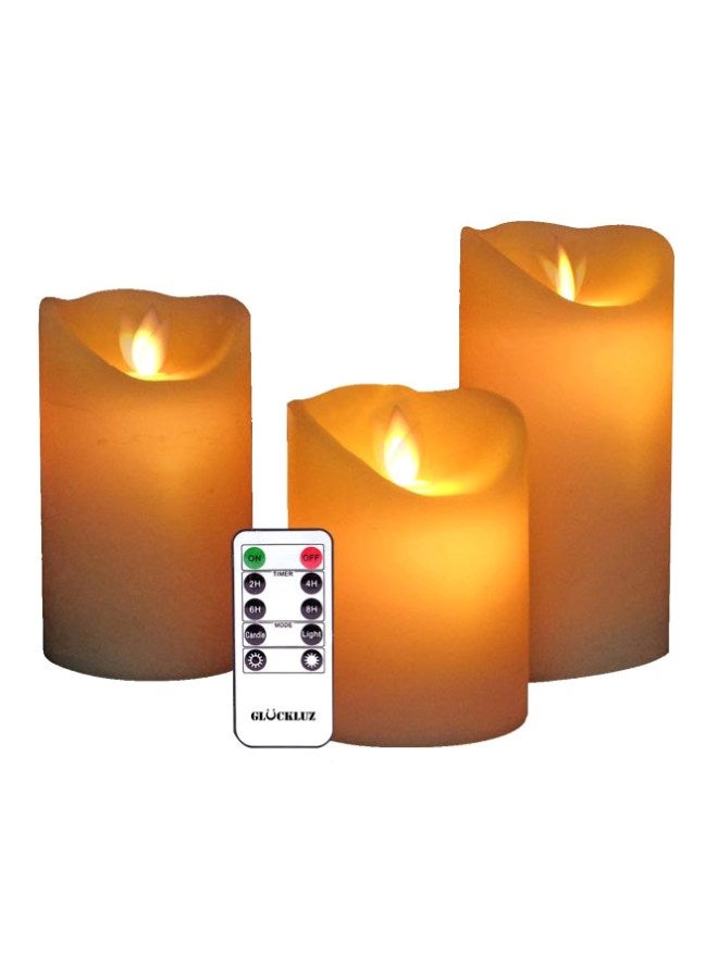 gluckluz - 3-Piece LED Flameless Candle With Remote Control Beige - Image 1