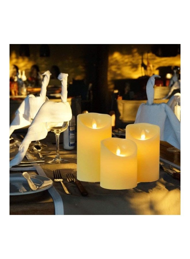 gluckluz - 3-Piece LED Flameless Candle With Remote Control Beige - Image 1