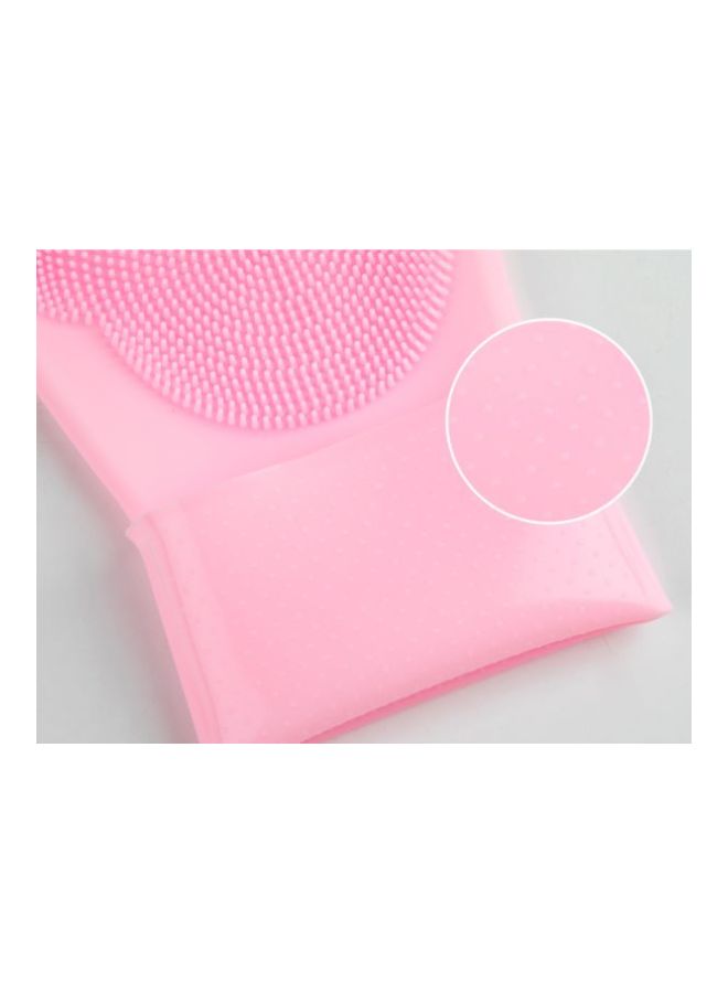 Waterproof Silicone Dishwashing Gloves Pink 34x13cm - Image 2