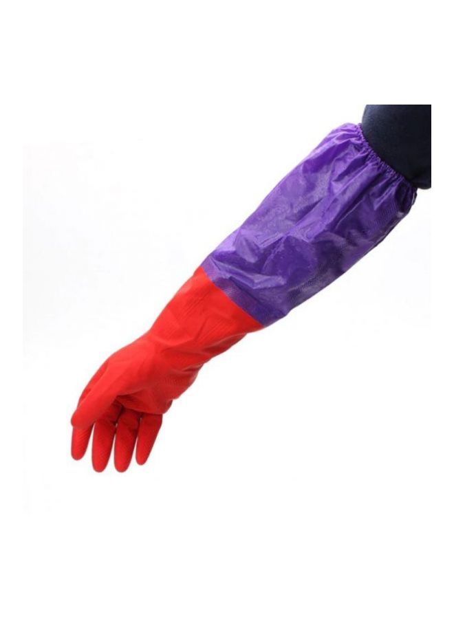 قفازات تنظيف بأكمام طويلة أحمر/ بنفسجي 50سم - Image 4