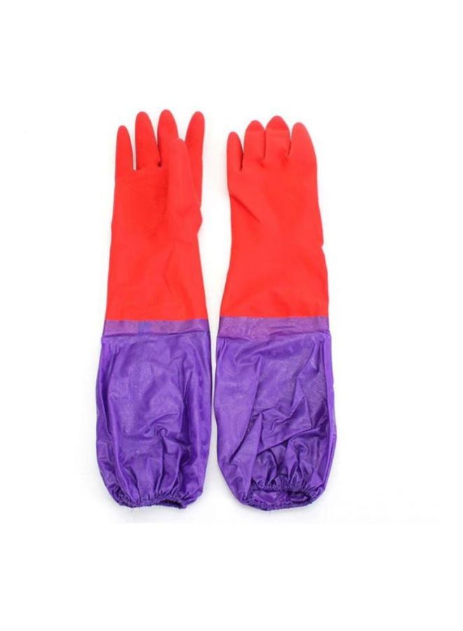 قفازات تنظيف بأكمام طويلة أحمر/ بنفسجي 50سم - Image 2