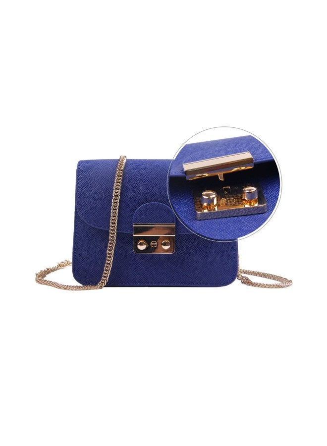 PU Leather Crossbody Bag Blue - Image 3