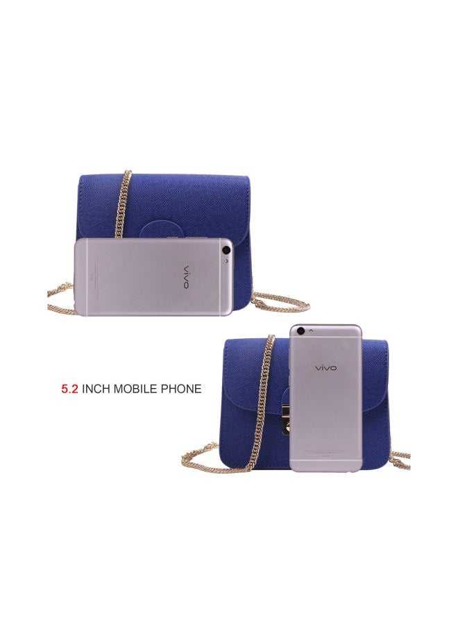PU Leather Crossbody Bag Blue - Image 4