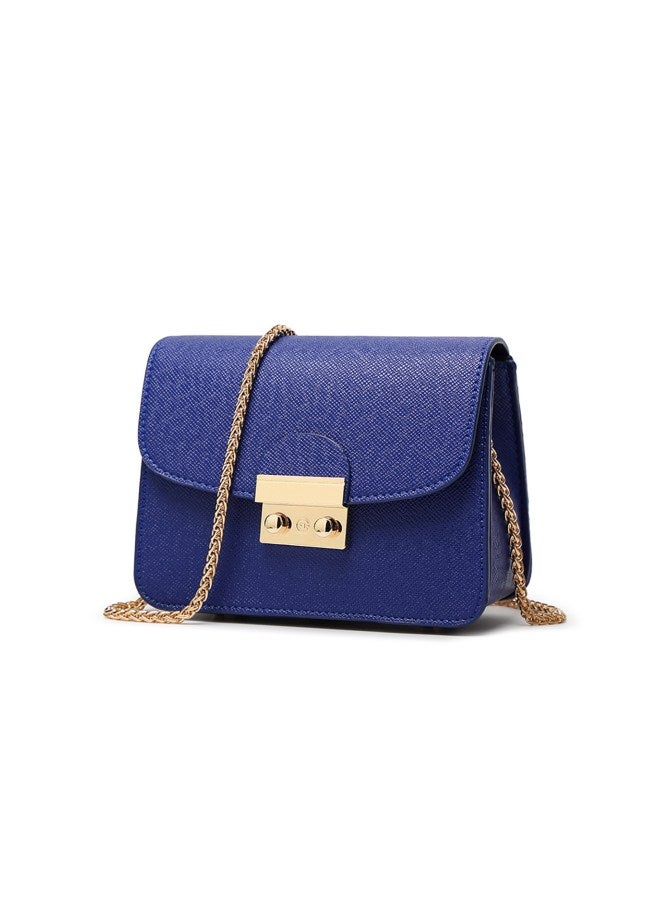 PU Leather Crossbody Bag Blue - Image 5