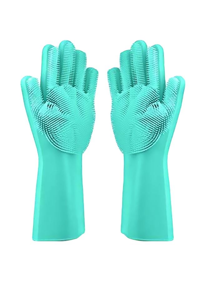 2-Piece Washing Scrubber Gloves Green - Image 1