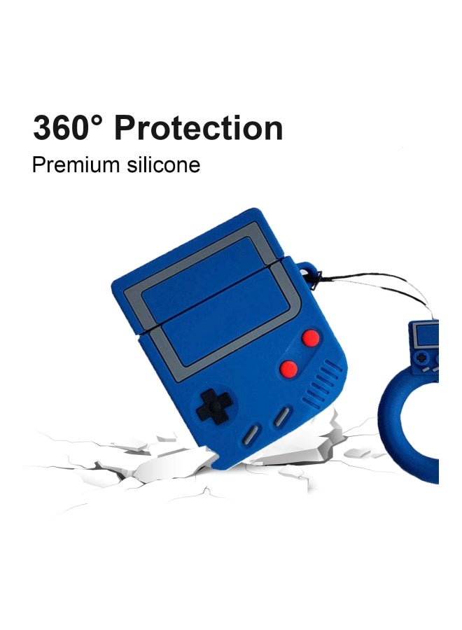 Ozone 3D Game Boy Series Protective Case With Keychain Holder For Apple AirPods Blue - Image 3