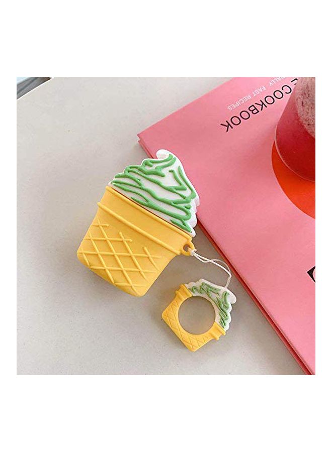 Ozone Protective Ice Cream Shaped Case Cover For Apple AirPods 2/1 With Keychain Yellow/White/Green  - Image 3