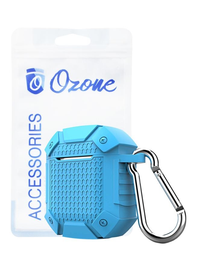 Ozone Protective Case For Apple AirPods 2/1 With Keychain Holder Blue/Silver - Image 1