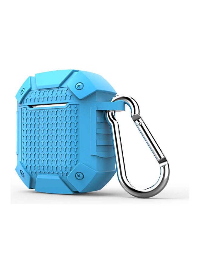 Ozone Protective Case For Apple AirPods 2/1 With Keychain Holder Blue/Silver - Image 2