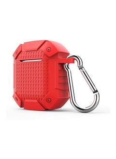 Ozone Protective Case For Apple AirPods 2/1 With Keychain Holder Red/Silver  - Image 2