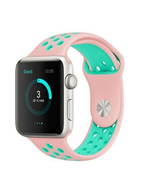 Silicone Replacement Band For Apple Watch 38mm Pink/Green