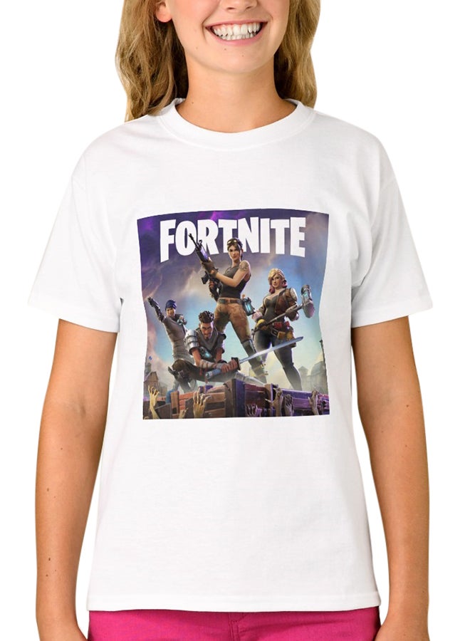 1st Piece Fortnite Game 2 Print Short Sleeve T-Shirt White  - Image 1