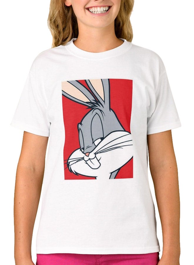 1st Piece Bugs Bunny Print Short Sleeve T-Shirt White  - Image 1