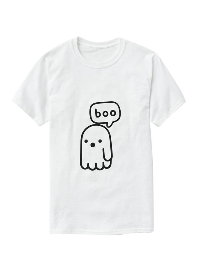 1st Piece Boo Ghost Print Short Sleeve T-Shirt White  - Image 3