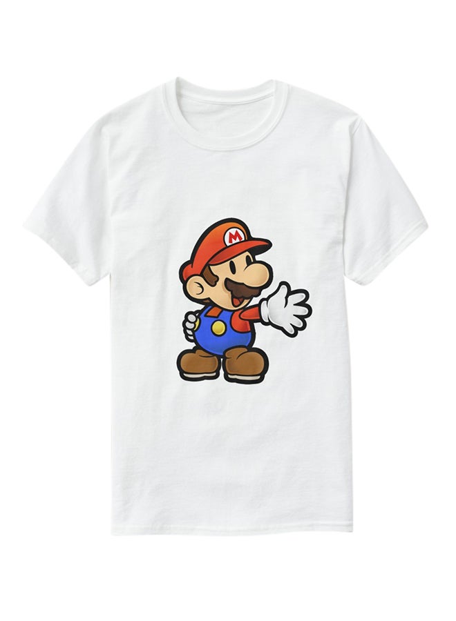 فرست بيس تيشيرت بأكمام قصيرة بطباعة ماريو أبيض - Image 3