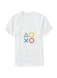 1st Piece PlayStation Buttons Print Short Sleeve T-Shirt White  - Image 3