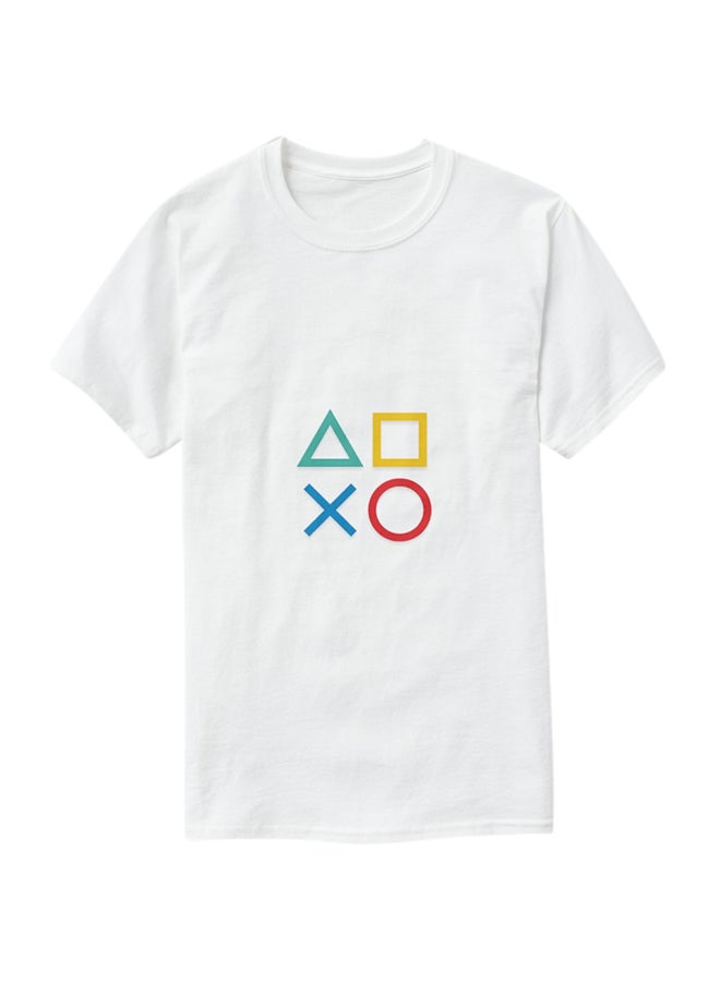 فرست بيس تيشيرت بأكمام قصيرة بطباعة أزرار لعبة بلايستيشن أبيض - Image 3